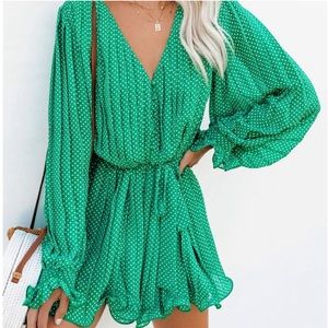 Vici green polka dot romper size L